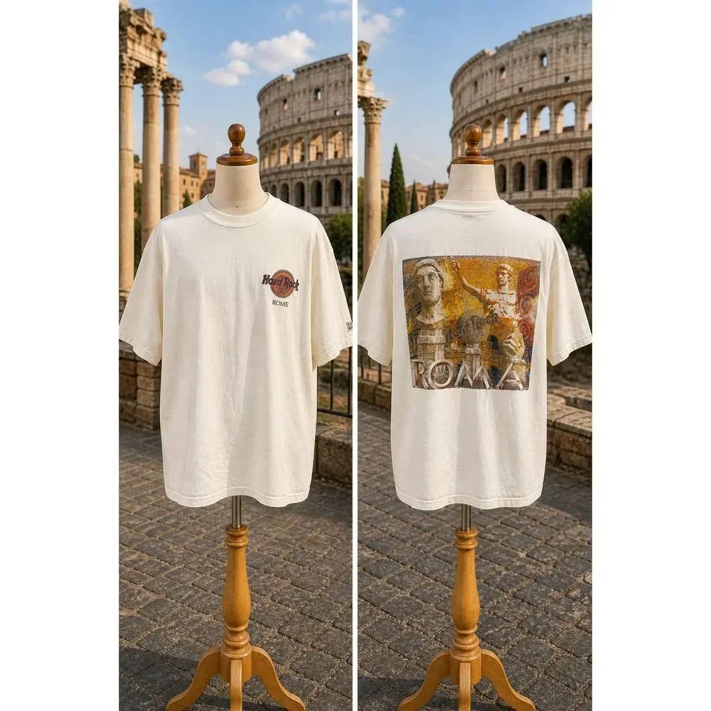 Vintage Hard Rock Cafe Rome Italy Heavy Tee Graphic Shirt XL Y2K